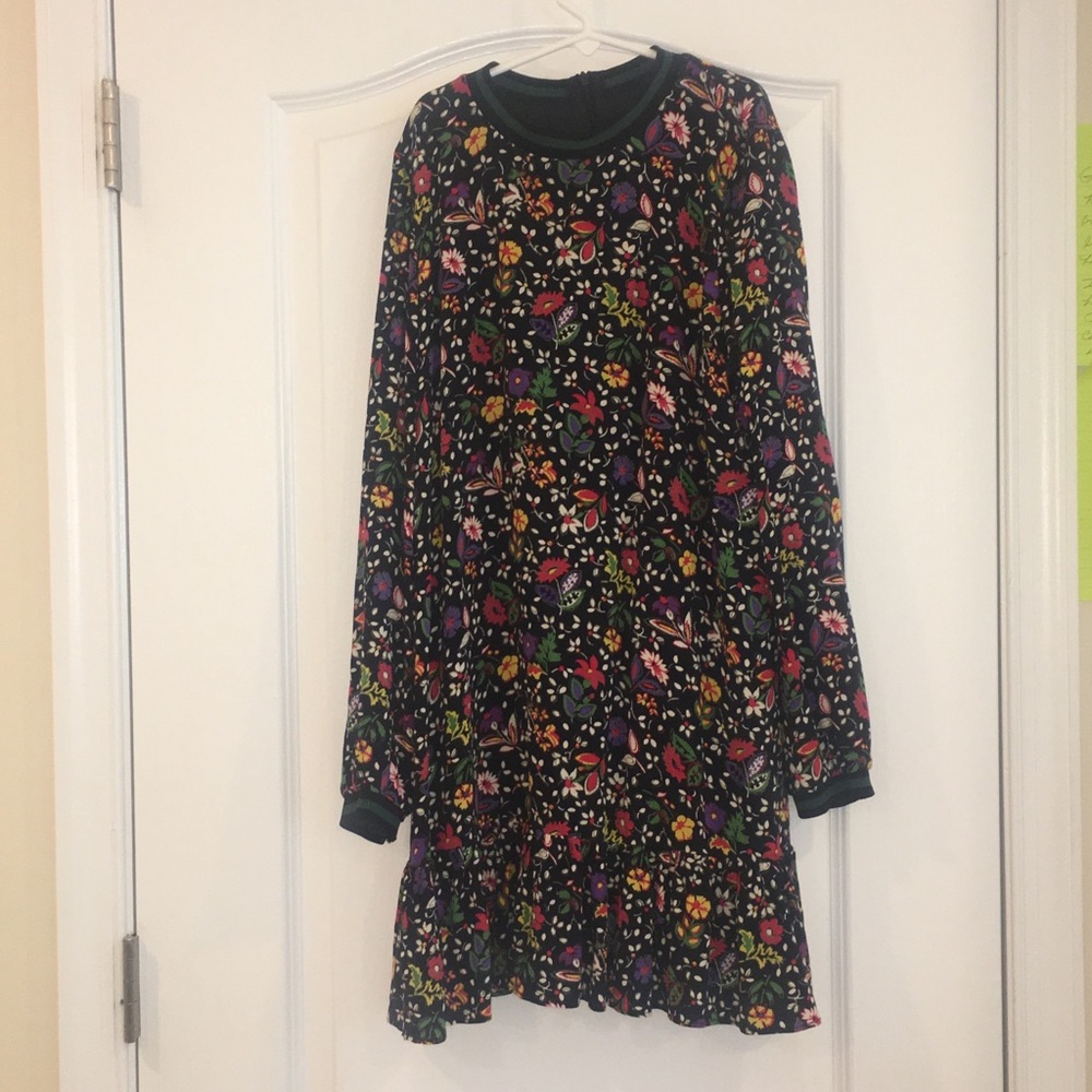Flared Long Sleeve Cotton Dress